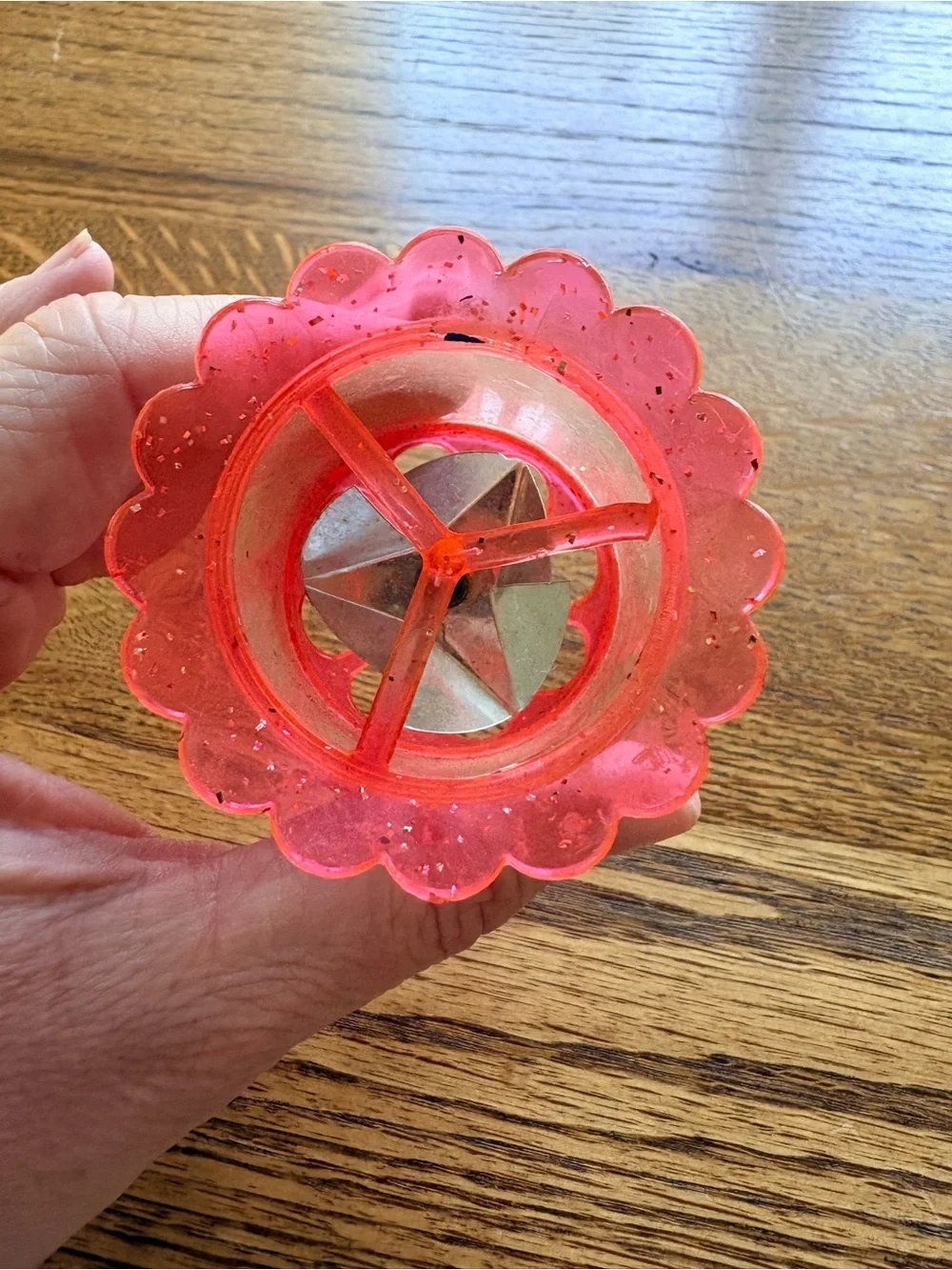 Vintage Birdcage Spinner Twinkler Christmas Tree Ornament Pink Plastic Glitter